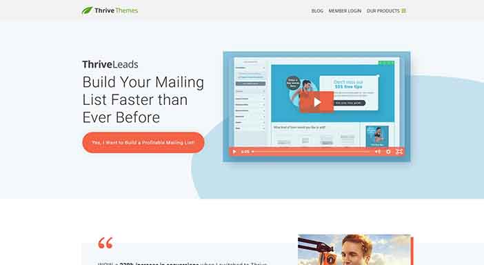 Thrive Leads best wordpress mailing list plugins