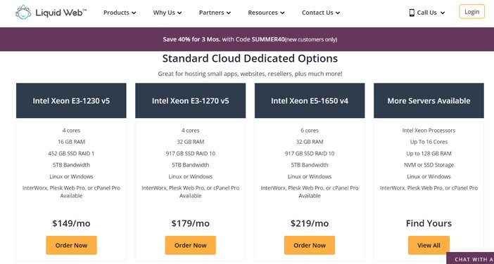 Liquid Web Cloud Dedicated Servers Pricing Plan