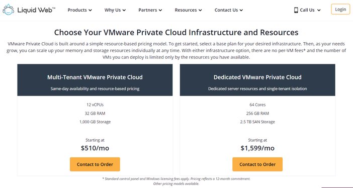 Liquid Web Private Cloud Server Pricing Plan