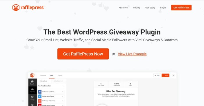 Rafflepress homepage